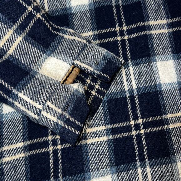 VINTAGE QUALITY SEARS Plaid FLEECE LINED Shirt shacket Jacket blue  men sz Large - Picture 8 of 8